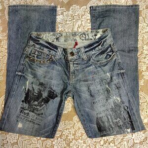 Guess Women's Daredevil Bootcut Distressed Jeans Size 29 #127